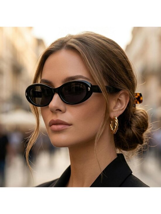 Chic 90s Retro Oval Polarized Sunglasses | UV400 Protection, Trendy Cat-Eye main image 9